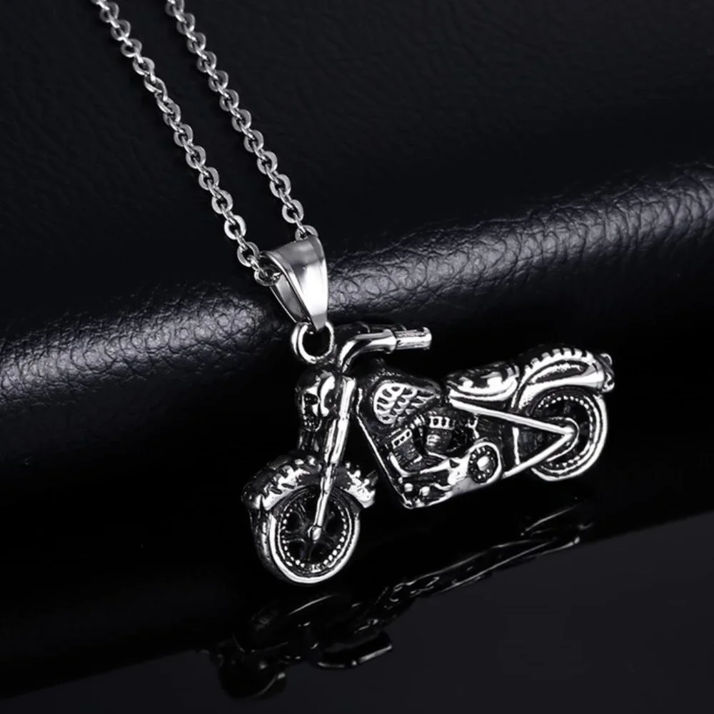 ❤️Simple Fashion bike antique silver charms pendant necklace for menN90201P226
